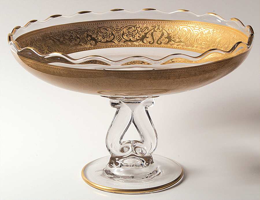 Georgian Gold Round Compote (Height X Width) by Glastonbury - Lotus-1