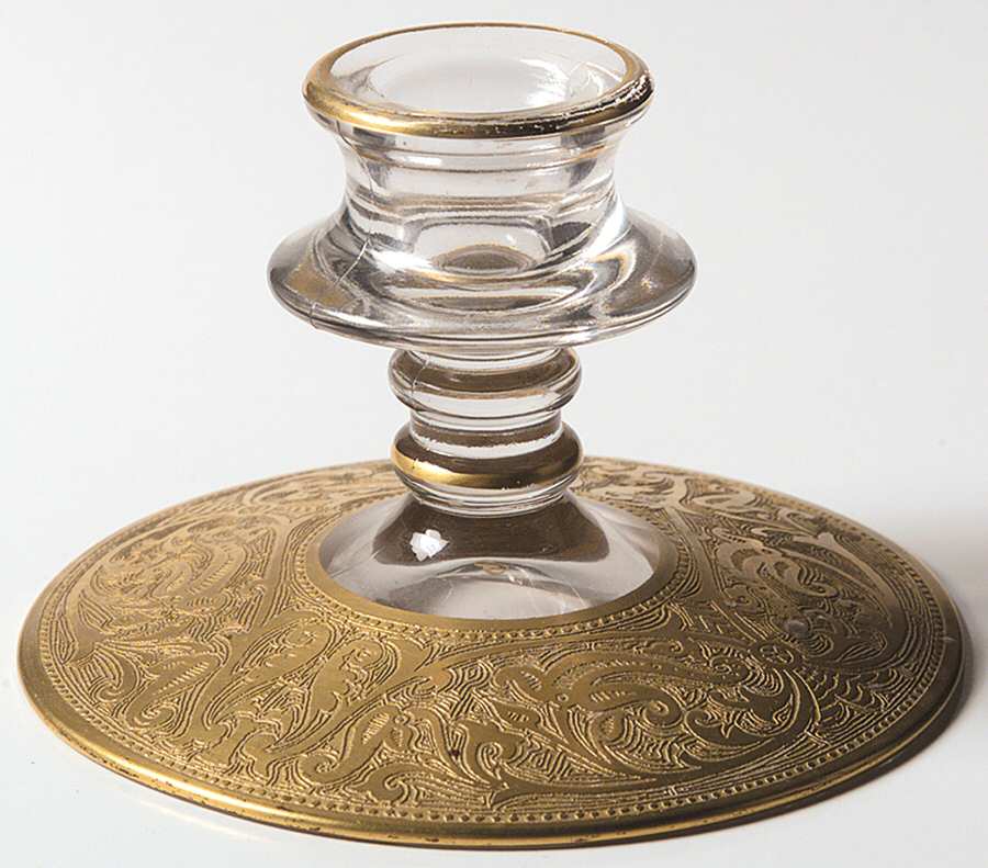 Georgian Gold Single Light Candlestick by Glastonbury - Lotus-1