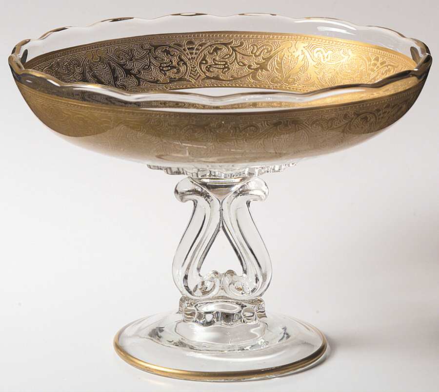 Georgian Gold Round Compote (Height X Width) by Glastonbury - Lotus-1
