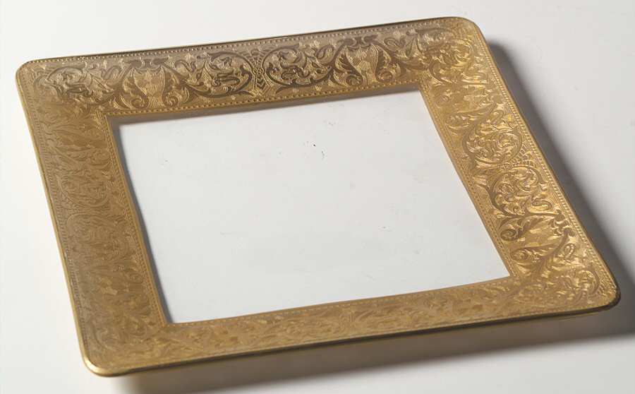 Georgian Gold 7" Square Plate by Glastonbury - Lotus-1