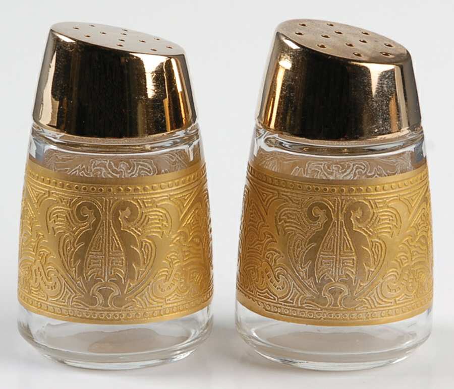 Georgian Gold Mini Shaker Set with Metal Lids by Glastonbury - Lotus-1