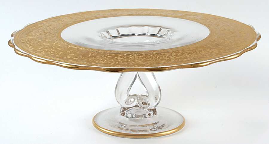 Georgian Gold Round Cake Stand by Glastonbury - Lotus-1