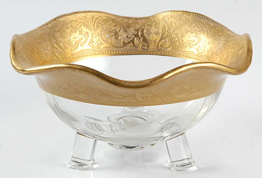Georgian Gold 6" 3-Footed Bon Bon by Glastonbury - Lotus-1