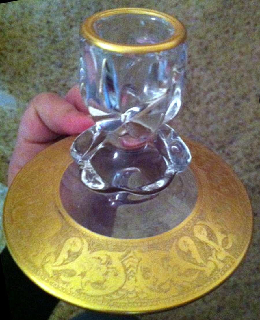 Georgian Gold Single Light Candlestick by Glastonbury - Lotus-1