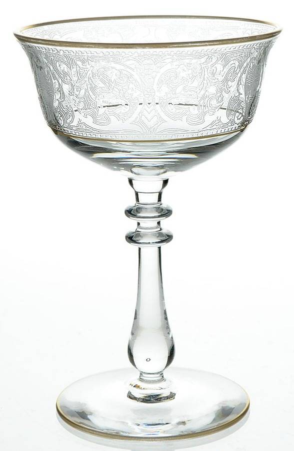 Gold Band (Decoration 889) Champagne/Tall Sherbet by Glastonbury - Lotus-1