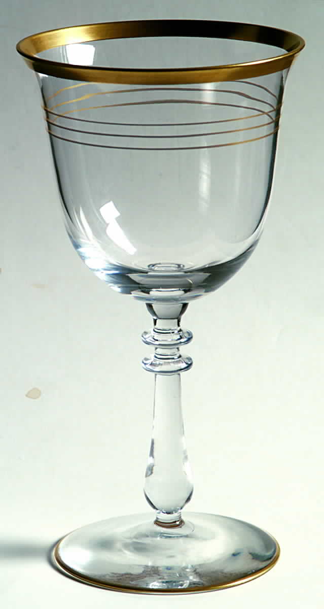 Gold Band (Decoration A, Stem #78) Water Goblet by Glastonbury - Lotus-1
