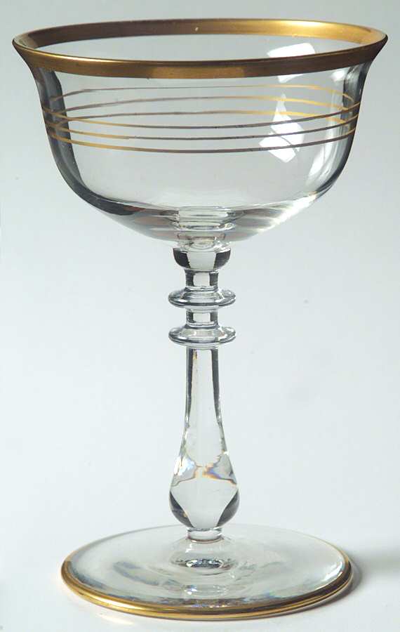 Gold Band (Decoration A, Stem #78) Champagne/Tall Sherbet by Glastonbury - Lotus-1