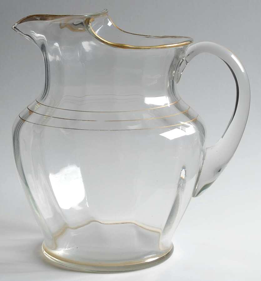 Gold Band (Decoration A, Stem #78) 86 Oz Ice Lip Pitcher by Glastonbury - Lotus-1