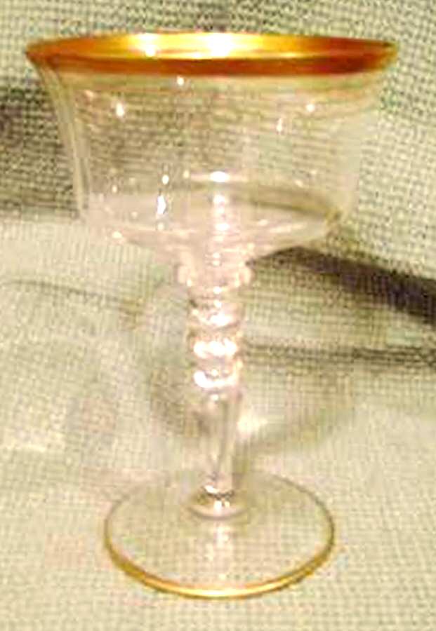 Gold Band Champagne/Tall Sherbet by Glastonbury - Lotus-1