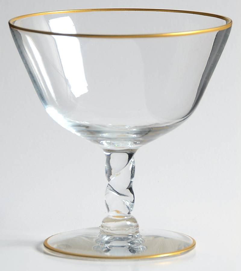 Gold Twist Champagne/Tall Sherbet by Glastonbury - Lotus-1