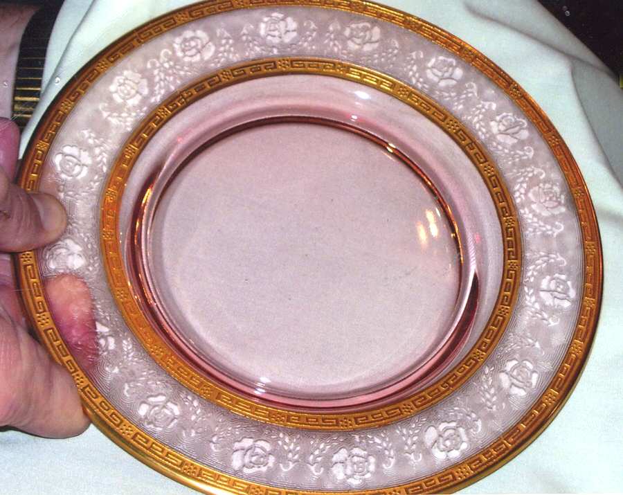 Grecian (Pink Stem) Luncheon Plate by Glastonbury - Lotus-1