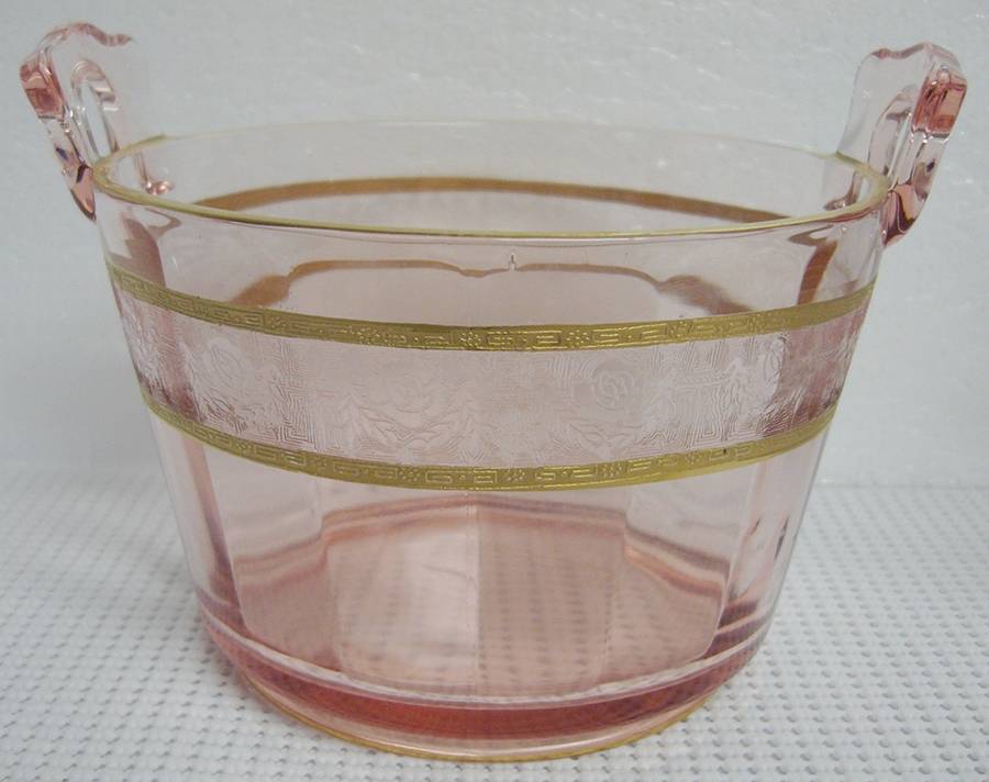 Grecian (Pink Stem) Ice Bucket by Glastonbury - Lotus-1