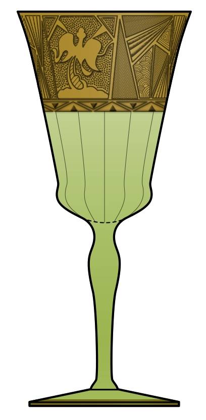 La Furiste Green (Gold Encrusted) Water Goblet by Glastonbury - Lotus-1