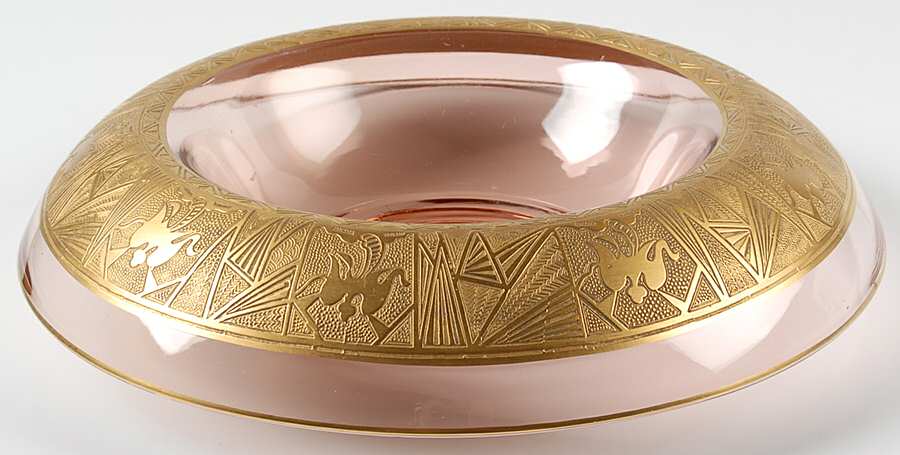 La Furiste Rose (Gold Encrusted) 10" Rolled Edge Bowl by Glastonbury - Lotus-1