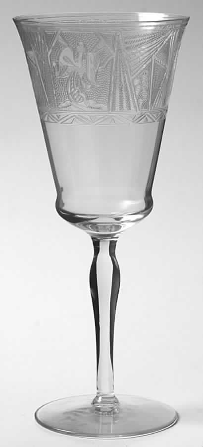 La Furiste Clear (Gold Trim) Water Goblet by Glastonbury - Lotus-1