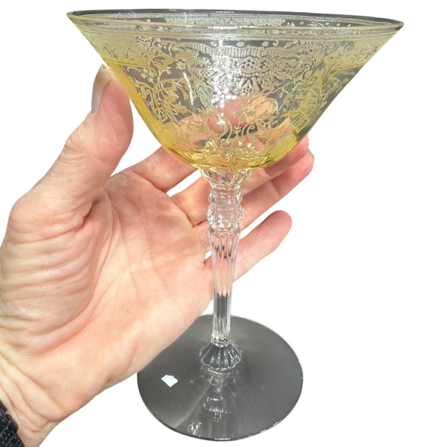 Louise Topaz Champagne/Tall Sherbet by Glastonbury - Lotus-1