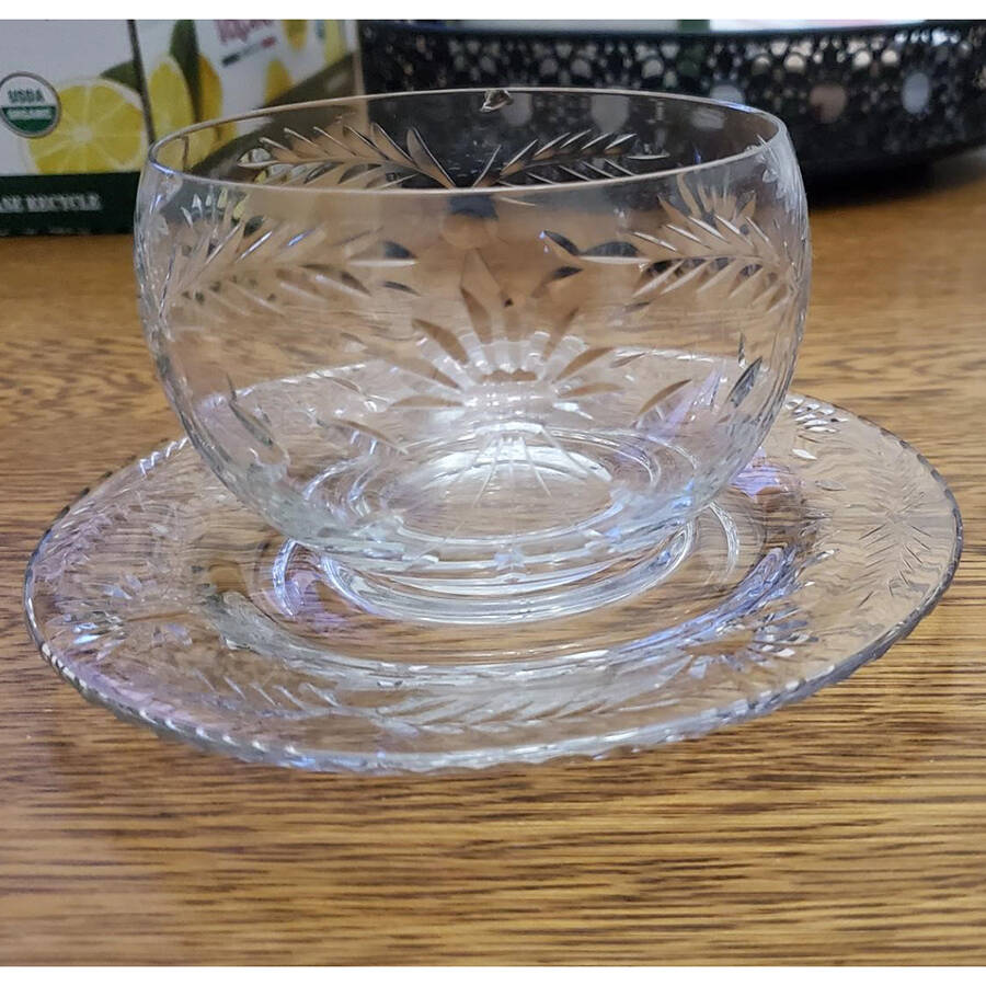 Majesty (Stem 77, Cut 24) Mayonnaise Bowl and Underplate by Glastonbury - Lotus-1