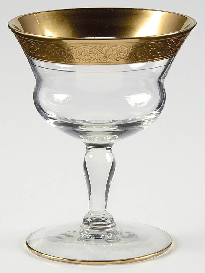 Minuet (Gold Encrusted, Stem 3720) Low Sherbet by Glastonbury - Lotus-1