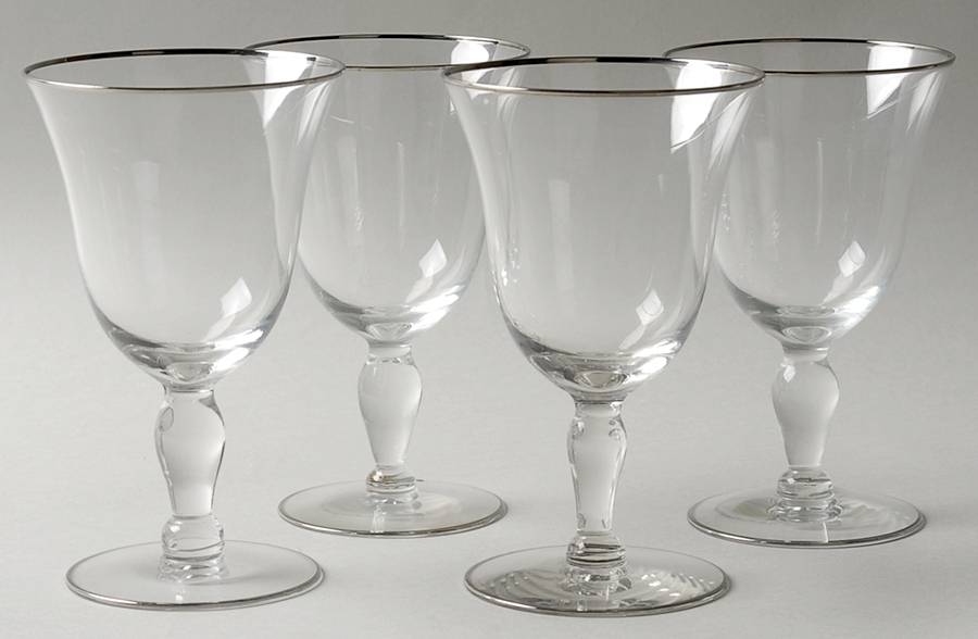 Prelude (Platinum Trim) Water Goblet - Set of 4 by Glastonbury - Lotus-1