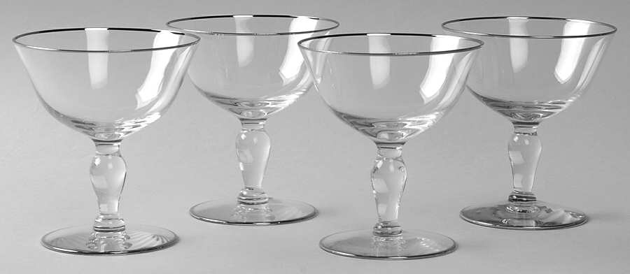 Prelude (Platinum Trim) Champagne Tall Sherbet - Set of 4 by Glastonbury - Lotus-1