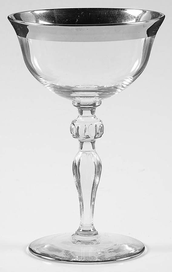 Puritan (Platinum Trim, Stem #87) Champagne/Tall Sherbet by Glastonbury - Lotus-1