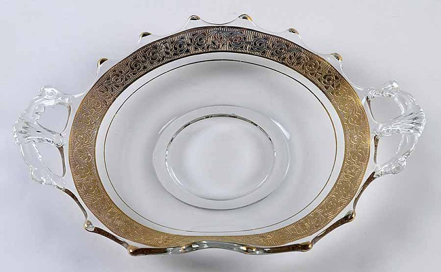 Rambler Rose 1125 Gold 8" 2 Handled Plate by Glastonbury - Lotus-1