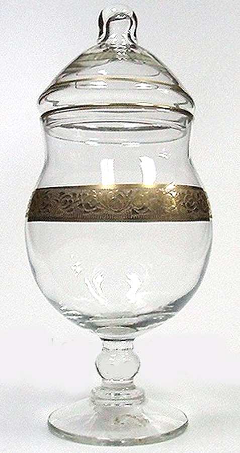 Rambler Rose 1125 Gold Footed Candy Dish & Lid by Glastonbury - Lotus-1