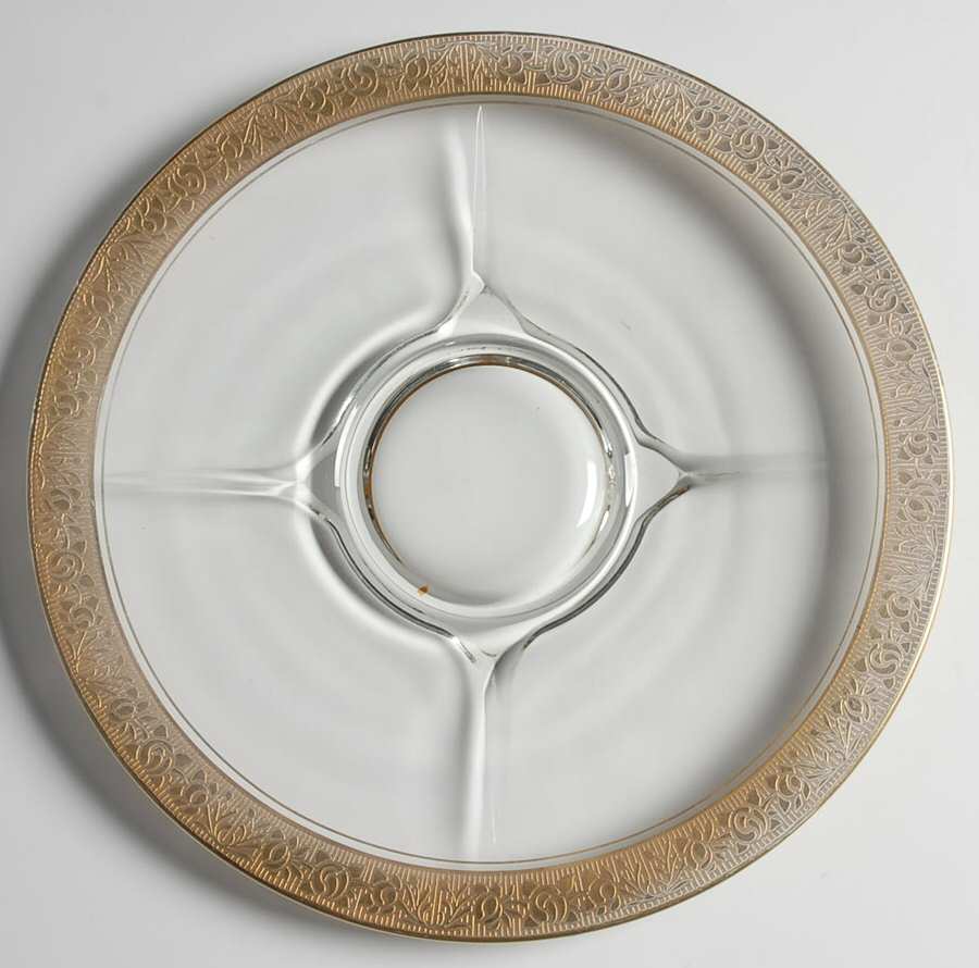 Rambler Rose 1125 Gold 10" Sandwich Plate by Glastonbury - Lotus-1