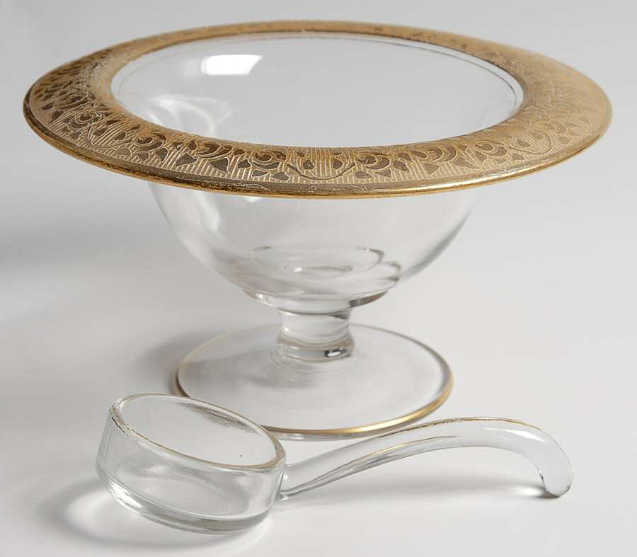Rambler Rose 1125 Gold Mayonnaise and Ladle by Glastonbury - Lotus-1