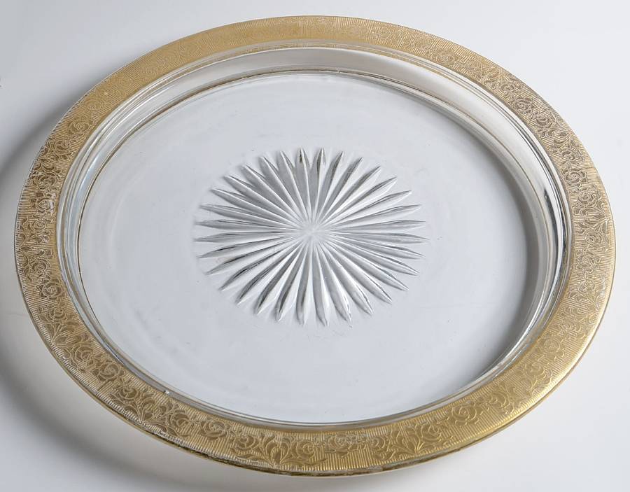 Rambler Rose 1125 Gold 13" Round Tray by Glastonbury - Lotus-1