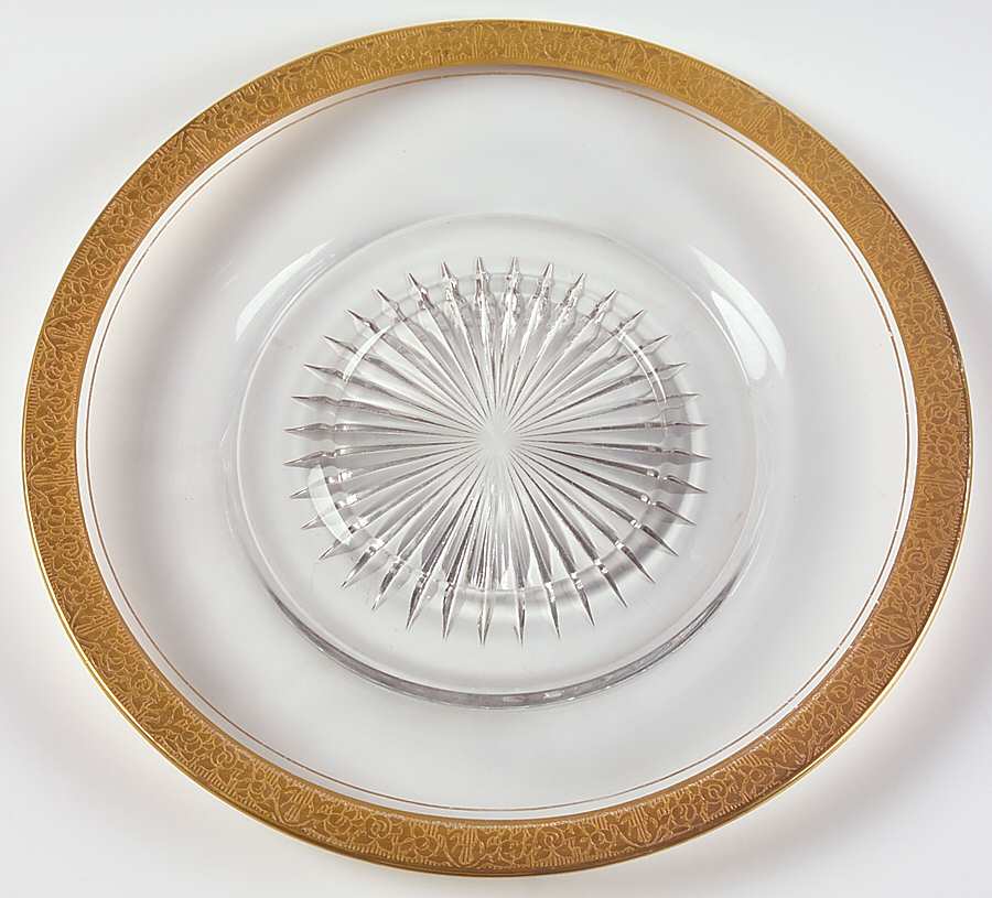 Rambler Rose 35 Gold (Non Optic) Cheese & Cracker Plate by Glastonbury - Lotus-1