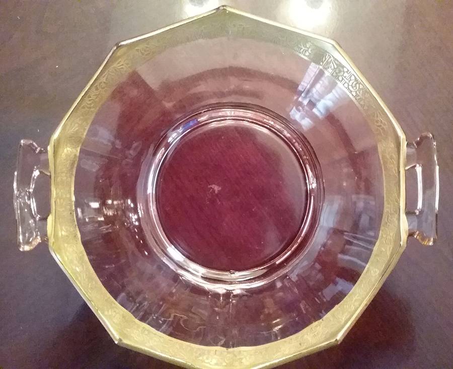 Rambler Rose 35 Rose Tint Handled Bowl by Glastonbury - Lotus-1