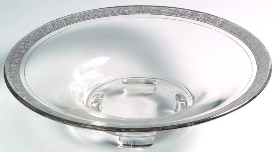 Rambler Rose 1125 Platinum 12" 4-Toed Footed Bowl by Glastonbury - Lotus-1