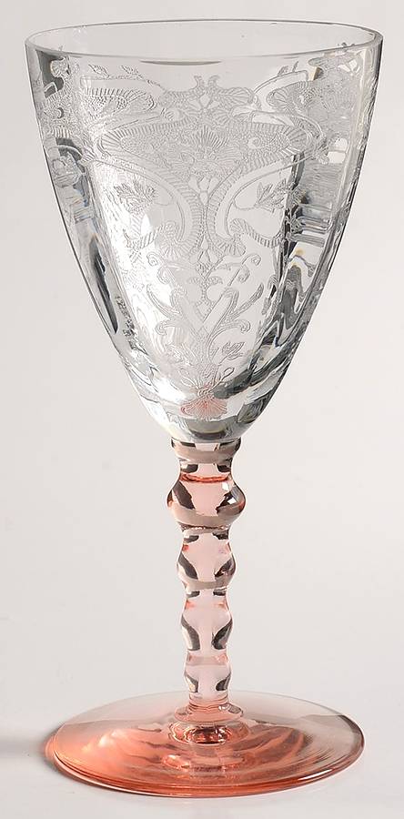 Revere (Stem 24, Pink Stem) Water Goblet by Glastonbury - Lotus-1