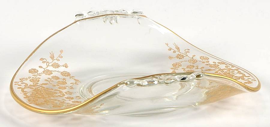 Rose Bud (Gold Encrusted, Stem 86) 2 Handled Bon Bon by Glastonbury - Lotus-1