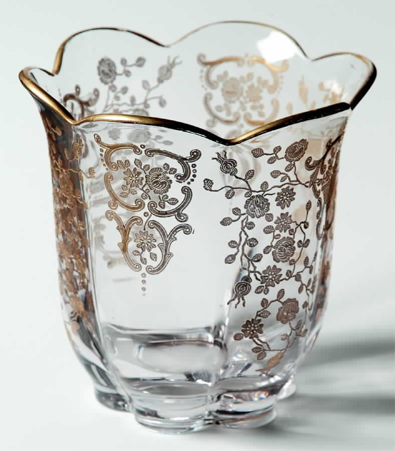 Rose Bud (Gold Encrusted, Stem 86) 5" Flower Vase by Glastonbury - Lotus-1