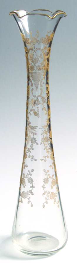 Rose Bud (Gold Encrusted, Stem 86) 10" Bud Vase by Glastonbury - Lotus-1