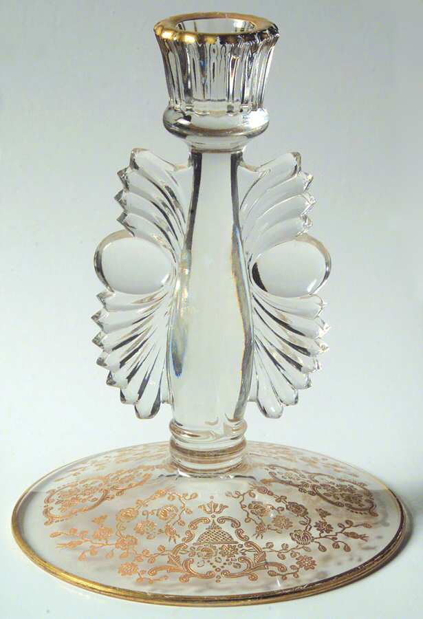 Rose Bud (Gold Encrusted, Stem 86) 6" Single Light Candlestick by Glastonbury - Lotus-1