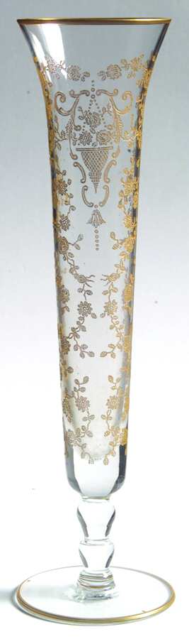 Rose Bud (Gold Encrusted, Stem 86) 10" Footed Bud Vase by Glastonbury - Lotus-1