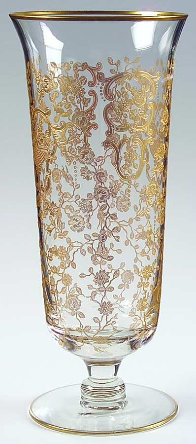 Rose Bud (Gold Encrusted, Stem 86) 10" Footed Flower Vase by Glastonbury - Lotus-1