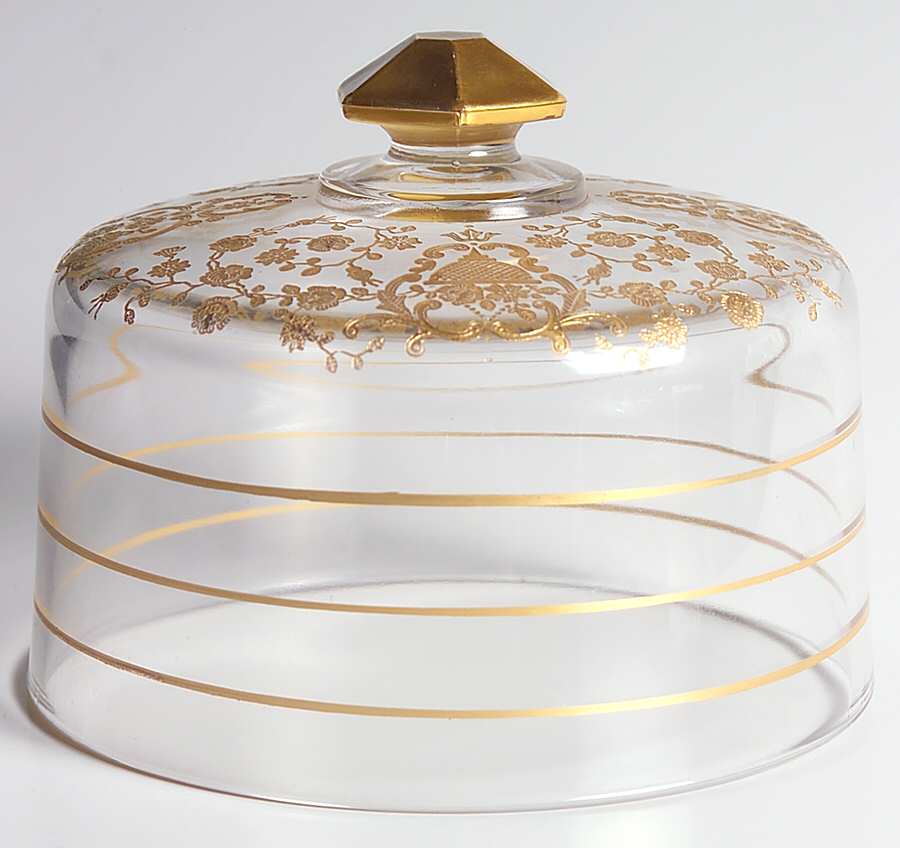 Rose Bud (Gold Encrusted, Stem 86) Cheese Cover by Glastonbury - Lotus-1