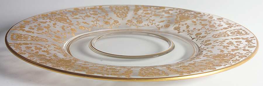 Rose Bud (Gold Encrusted, Stem 86) Cheese & Cracker Plate by Glastonbury - Lotus-1