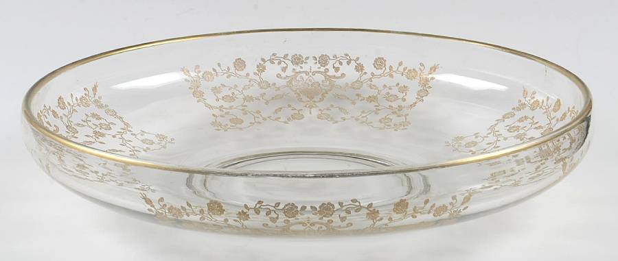 Rose Bud (Gold Encrusted, Stem 86) 12" Lily Bowl by Glastonbury - Lotus-1