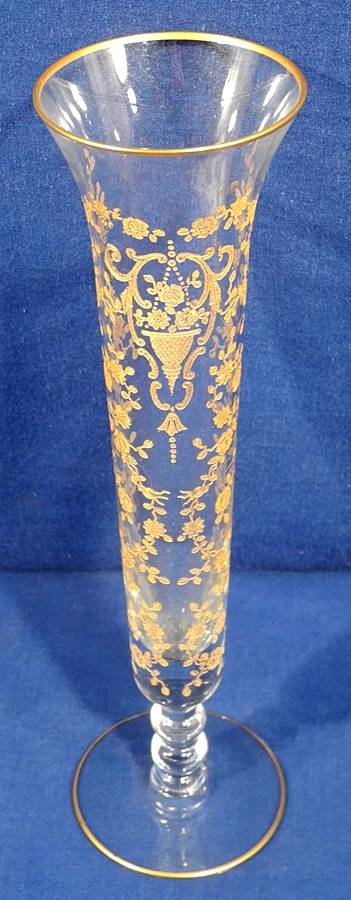 Rose Bud (Gold Encrusted, Stem 86) 10" Bud Vase by Glastonbury - Lotus-1