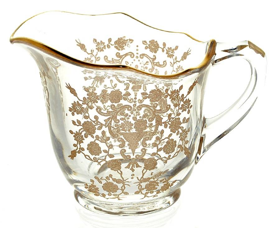 Rose Bud (Gold Encrusted, Stem 86) Creamer by Glastonbury - Lotus-1