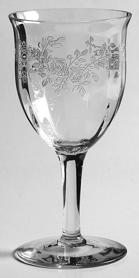 Rose (Stem #26, Etch) Water Goblet by Glastonbury - Lotus-1