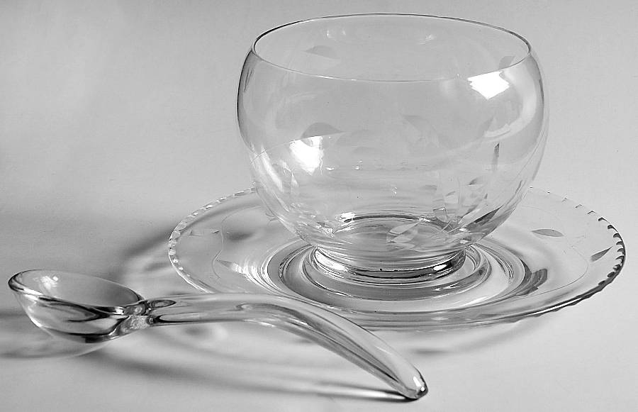 Serenity Mayonnaise Bowl, Underplate and Ladle by Glastonbury - Lotus-1