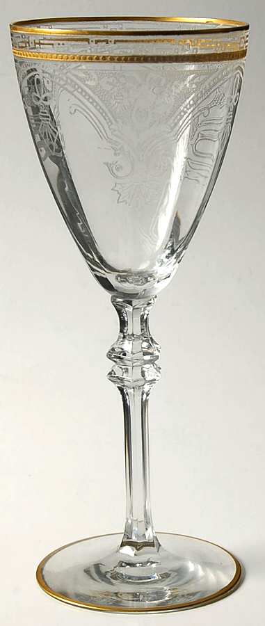 Sophia Clear (Gold Trim, Stem 55) Water Goblet by Glastonbury - Lotus-1
