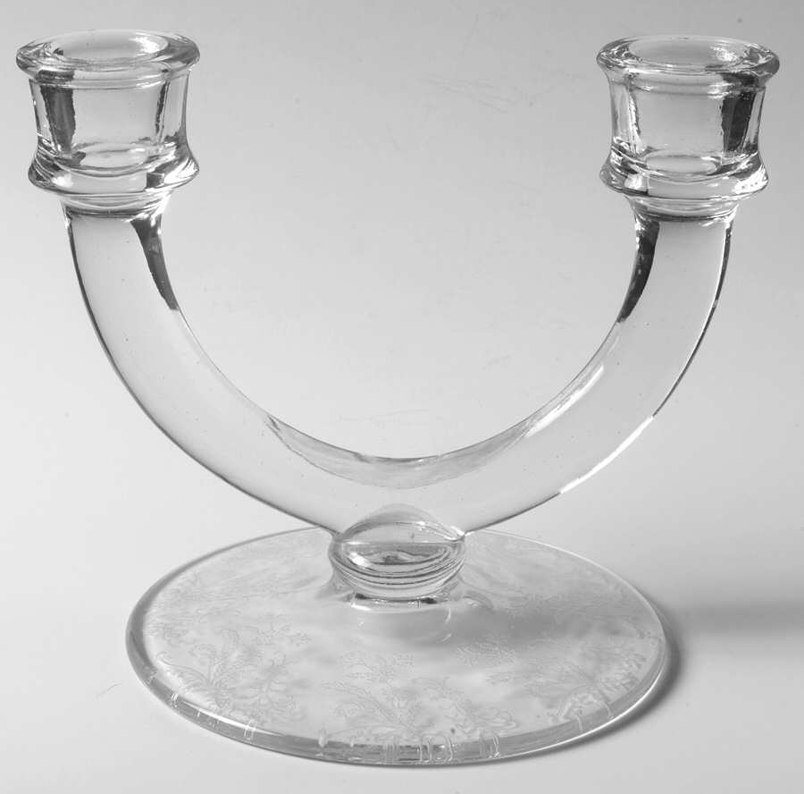 Vesta Clear (Stem 75) Double Light Candlestick by Glastonbury - Lotus-1