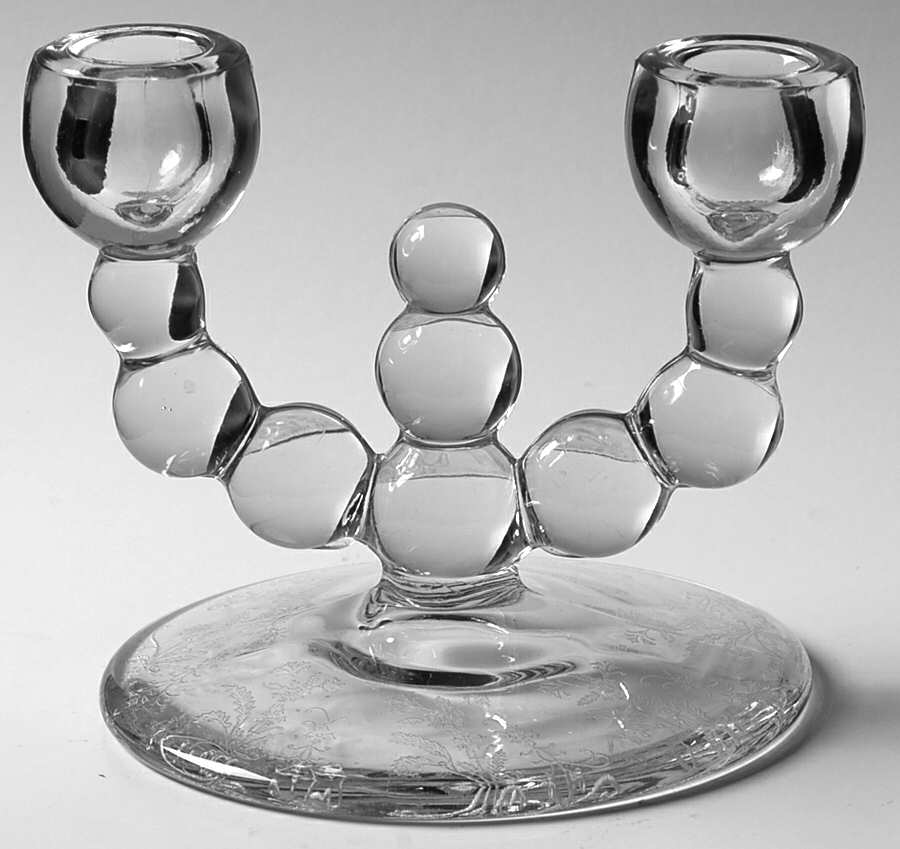Vesta Clear (Stem 75) Double Light Candlestick by Glastonbury - Lotus-1